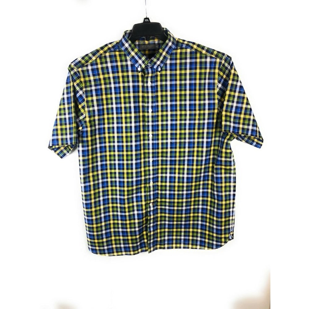 Daniel Cremieux Men's 2XL Short Sleeve Button Up Multicolor Cotton Shirt A65